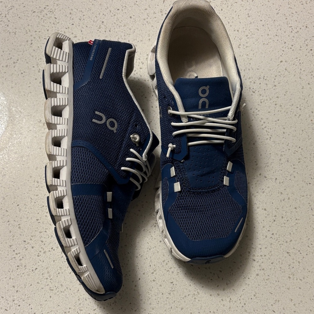 On Running Men's Blue and White Athletic Shoes